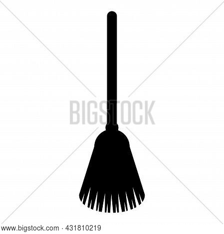 Broom Besom Made From Twigs Tool For Cleaning Sweep Concept Panicle Halloween Accessory Icon Black C