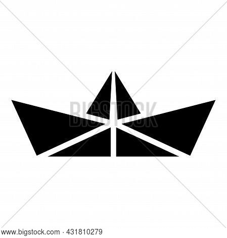 Paper Ship Boat Origami Icon Black Color Vector Illustration Flat Style Image