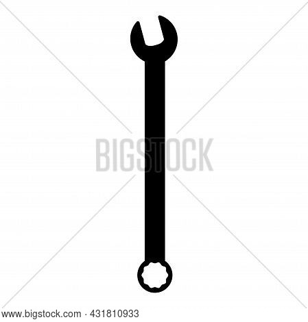 Wrench Hexagon Spanner Hand Tool Mechanic Engineer Instrument Icon Black Color Vector Illustration F