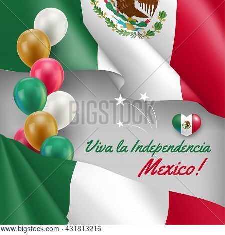 16th September Independence Day Of Mexico Vector Banner. Viva La Independencia Mexico Greeting, Invi