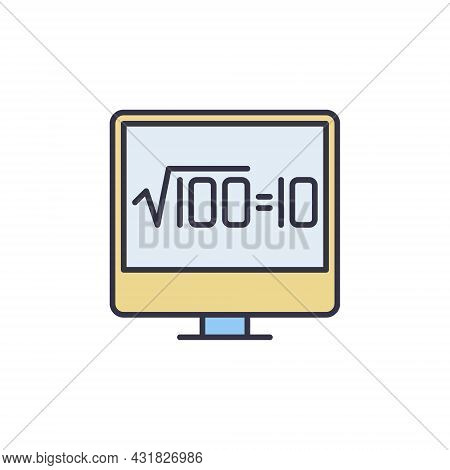 Pc With Square Root Of 100 Vector Concept Modern Icon