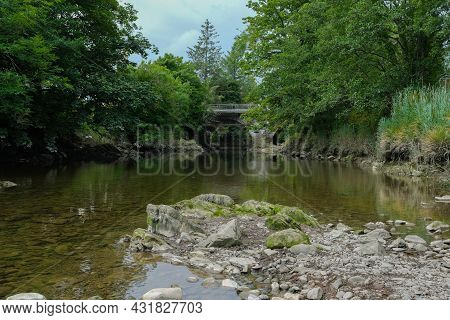 The Water Of Fleet River At Gatehouse Of Fleet, During Low Water And A Summer Drought, Dumfries And 