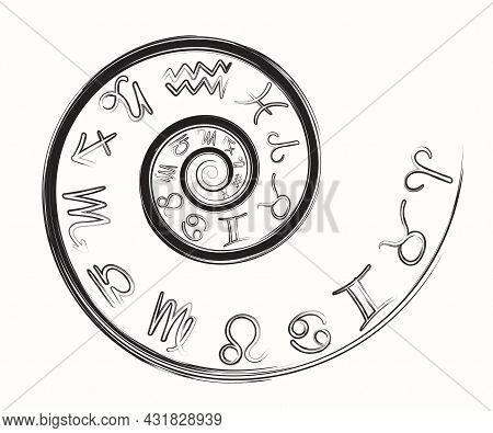 Zodiac Signs Set Isolated On A White Background. Signs Of A Star For An Astrological Horoscope. Astr