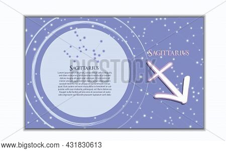Horizontal Banner Of 12 Zodiac. Vector Illustration Of The Horoscope Of The Constellation. Template