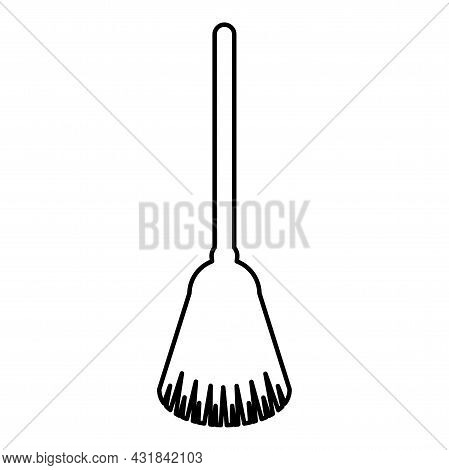 Broom Besom Made From Twigs Tool For Cleaning Sweep Concept Panicle Halloween Accessory Contour Outl