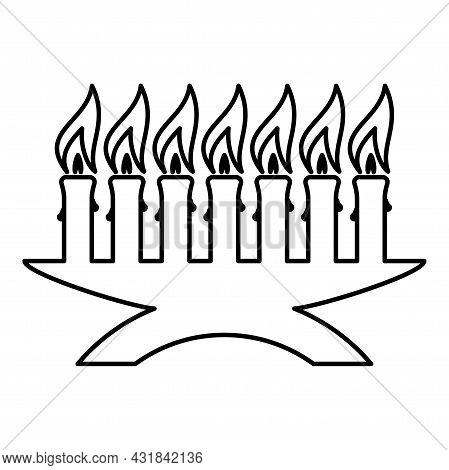 Kwanzaa Candles Glowing African Holiday Seven Candle On Candlestick American Ethnic Cultural Holiday