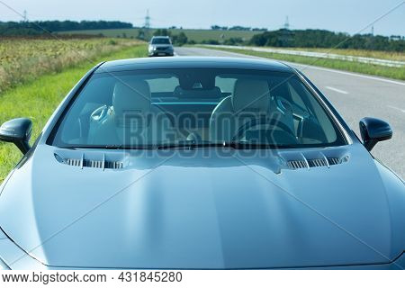 Dnepropetrovsk, Ukraine - 08.24.2021: Photos Of Mercedes Benz Sl550 Convertible. Type Of Air Intakes
