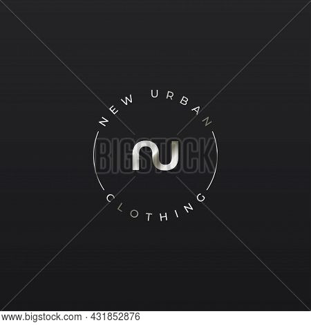 Letter N And Letter U Logo Silver On Black