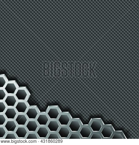 Metallic Textured Background  With Copy Space - Vector Illustration