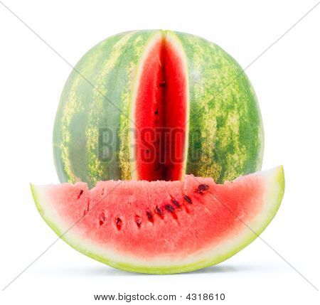 Całość Melon na białym tle wody i plasterek