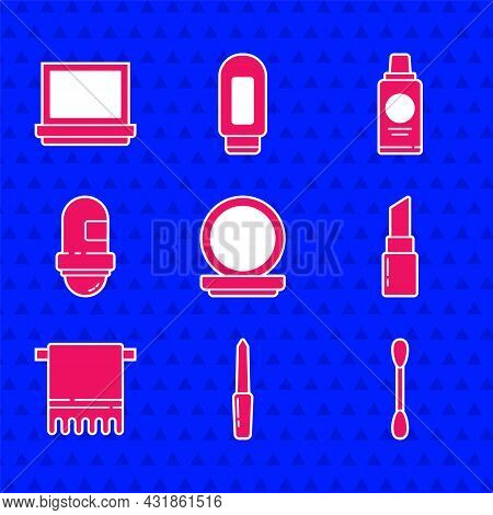 Set Makeup Powder With Mirror, Nail File, Cotton Swab For Ears, Lipstick, Towel Hanger, Antiperspira