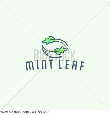 Natural Environmentaly Set Of Nature Simple Eco Friendly Circle Green Mint Leaf Logo Vector Elements
