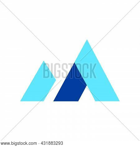 Stylish Overlapping Simple Initial M Letter For Mountain Logo Vector Design