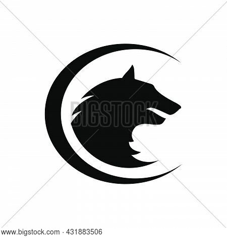 Beast Wolf Head Logo Design On The Circle Vector Sign Concept Illustration