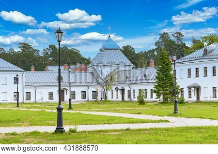 View Of The Courtyard Of The Konevsky Monastery. Male Monostyry On Konovets Island In Russia
