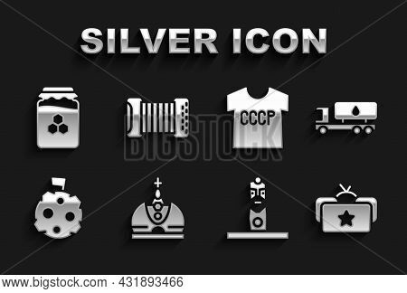 Set King Crown, Tanker Truck, Ushanka, Slavic Pagan Idol, Moon With Flag, Ussr T-shirt, Jar Of Honey