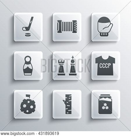 Set Birch Tree, Jar Of Honey, Ussr T-shirt, Chess, Moon With Flag, Russian Doll Matryoshka, Ice Hock