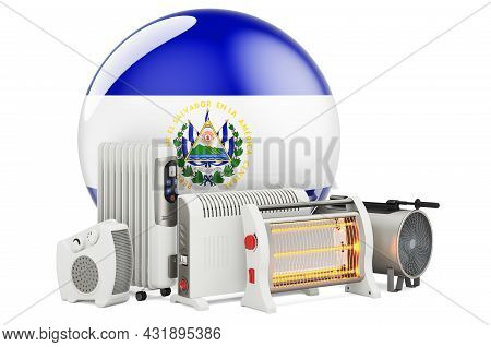 Salvadoran Flag With Heating Devices. Manufacturing, Trading And Service Of Convection, Fan, Oil-fil