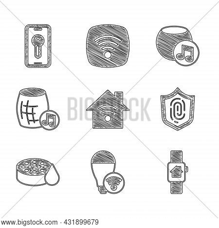 Set Smart Home With Wi-fi, Light Bulb, Smart Watch, Fingerprint, Water Sensor, Voice Assistant, And 