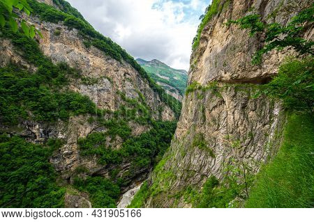 View Of Cherek Gorge In The Caucasus Mountains In Kabardino-balkaria, Russia