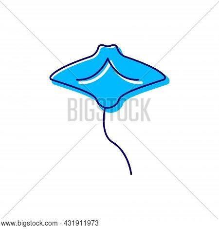 Stingray Outline Icon. Maldives Attraction. Diving. Exotic Vacation. Tropical Resort. Color Filled S