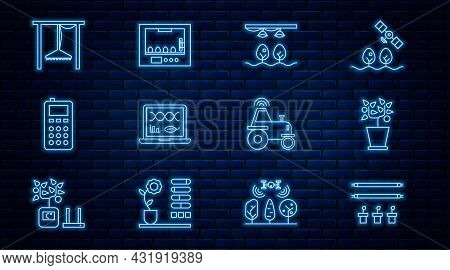 Set Line Smart Farm With Bulb And Plant, Plant In Pot, Genetic Engineering Modification, Remote Cont