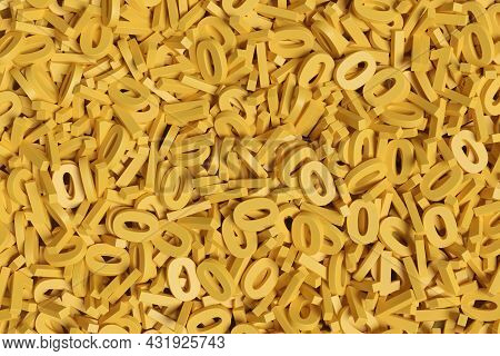 Yellow Binary Numbers Background. Abstract Backdrop. 3d Illustration.