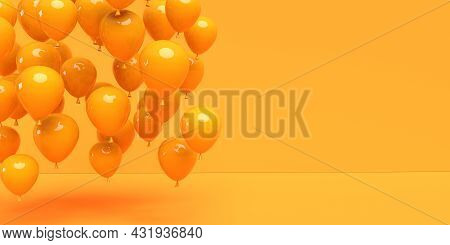 Floating Balloons On A Colored Background - 3d Render