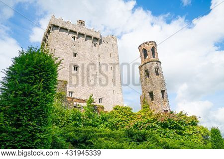 East Wall And Tower Of Medieval Castle Known As Blarney Castle In County Cork, Ireland.
