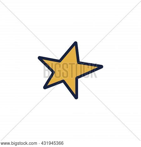 Cartoon Five-pointed Star. Hand Drawn Yellow Star Outline. Vector Stock Illustration Of Celestial El