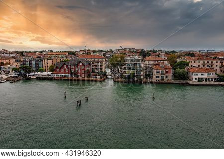 Aerial View Of The Lido De Venezia Island In Venice, Italy.