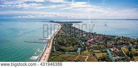 Aerial View Of The Lido De Venezia Island In Venice, Italy.