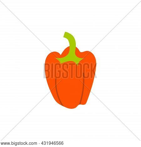 Cartoon Bulgarian Red Pepper Isolated. Vector Stock Illustration Of Sweet Red Pepper. Vegetarian Foo