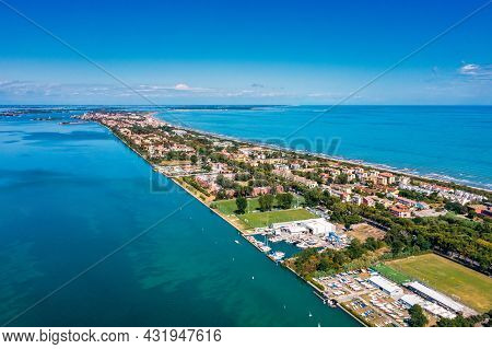Aerial View Of The Lido De Venezia Island In Venice, Italy.