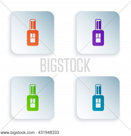 Color Car Key With Remote Icon Isolated On White Background. Car Key And Alarm System. Set Colorful 
