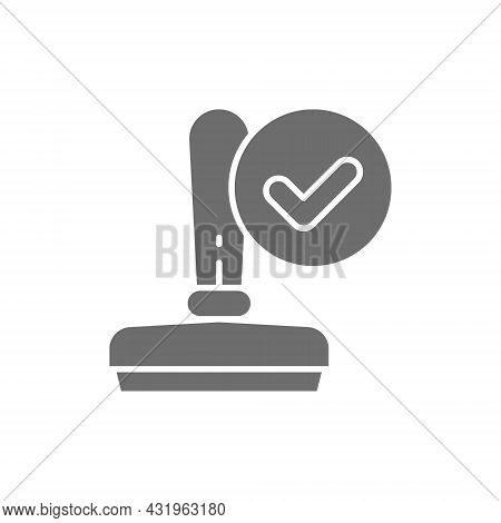 Approved Stamp, Accepted Grey Icon. Isolated On White Background
