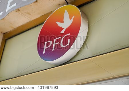 Bordeaux , Aquitaine  France - 08 30 2021 : Pfg Sign Brand And Logo Sign Front Of Agency Pompes Fune