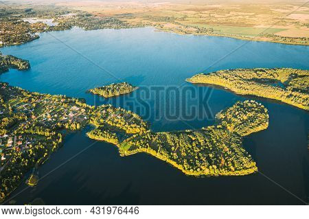 Lyepyel, Lepel Lake, Beloozerny District, Vitebsk Region. Aerial View Of Lyepyel Cityscape Skyline I
