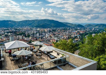 Graz, Austria - August 31, 2013: Urban Landscape, City View Of Graz, Austria From Schlossberg (engli
