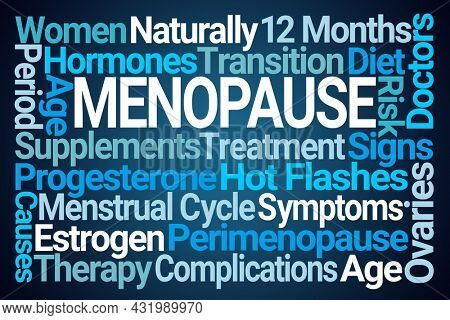 Menopause Word Cloud on Blue Background