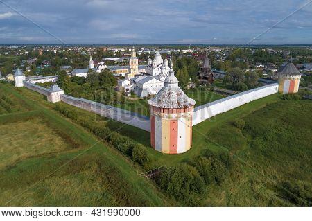 View Of The Ancient Spaso-prilutsky Dimitriev Monastery On A Sunny August Day (aerial Photography). 