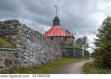 Gloomy August Day At The Ancient Korela Fortress. Priozersk, Leningrad Region. Russia