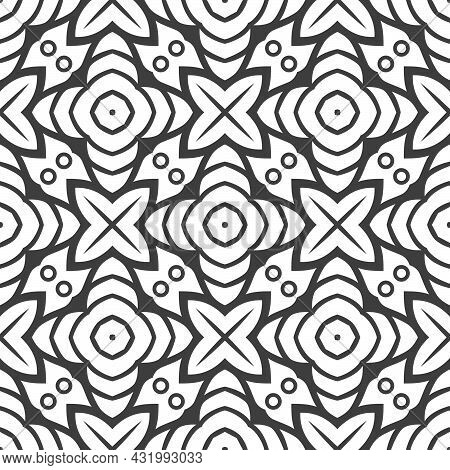 Pattern Black And White Shape. Simple Seamless Ornament Background
