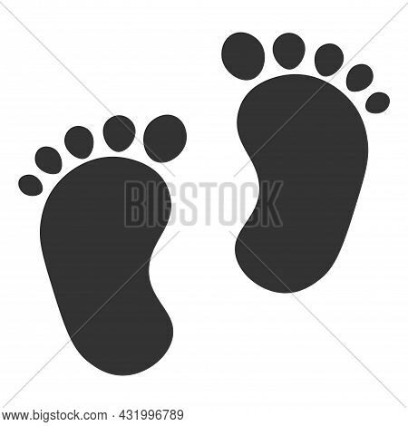 Baby Feet Clean Black Icon. Baby Feet For Decoration And Patterns. Vector Illustration Isolated On W