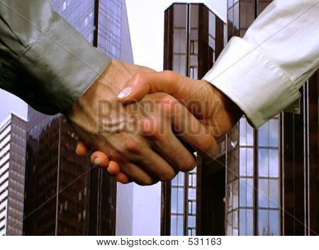 Handshake firmy, kobieta i mężczyzna (szary)