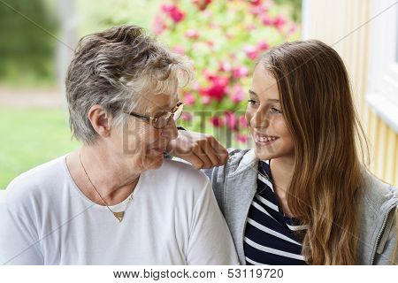 Old Woman And Teenager