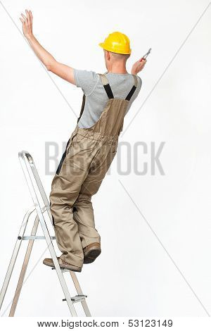 Worker Falling From Ladder