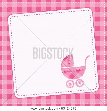 Baby girl announcement card. Vector illustration.
