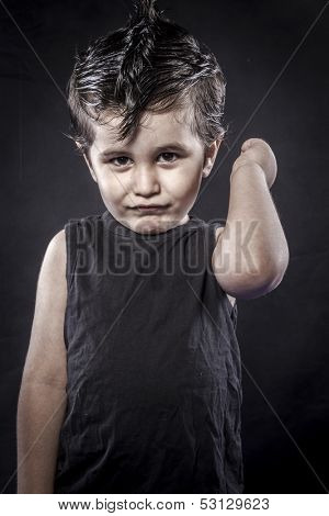 Pop, child rocker dress and funny expressions crested