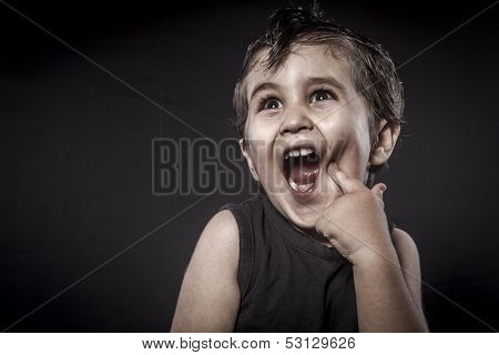 Rock, child rocker dress and funny expressions crested